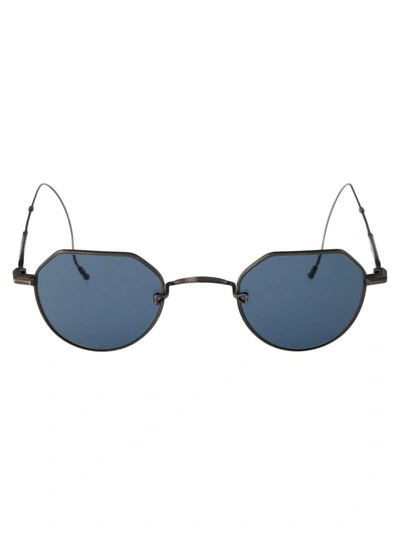 Shop Matsuda Sunglasses In As Antique Silver - Blue Grey