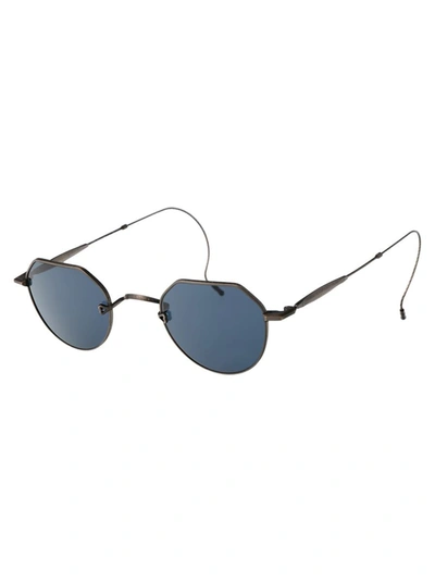 Shop Matsuda Sunglasses In As Antique Silver - Blue Grey