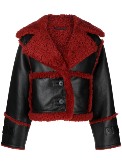 Shop Shoreditch Ski Club Black Reva Shearling-lined Leather Jacket