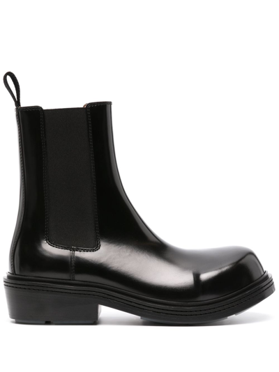 Shop Bottega Veneta Fireman Leather Chelsea Boots - Women's - Rubber/calf Leather In Black