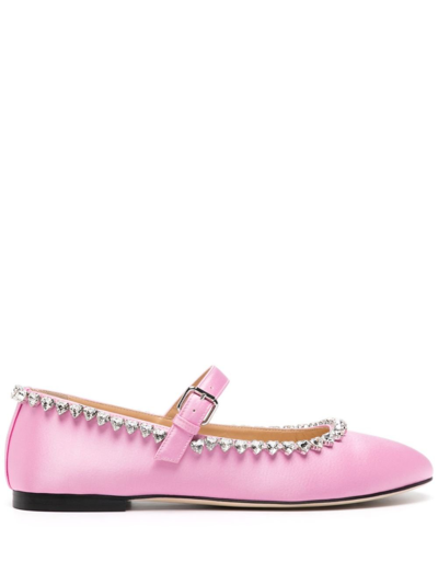 Shop Mach & Mach Pink Audrey Heart-crystals Ballerina Shoes