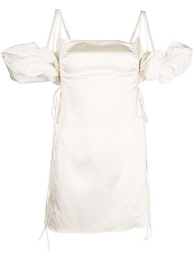 Shop Jacquemus Chouchou Puff-sleeve Mini Dress - Women's - Viscose/elastane In Weiss