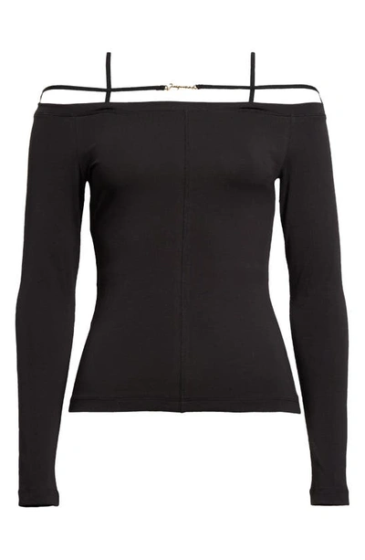 Shop Jacquemus The Sierra Cold Shoulder Long Sleeve T-shirt In Black