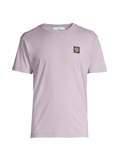Shop Stone Island Men's Logo Cotton T-shirt In Lavender