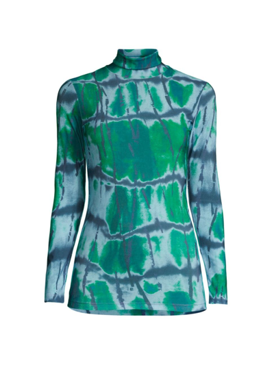Shop Stella Jean Women's Tie-dye Turtleneck Blouse In Green