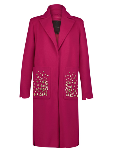 Shop Dawn Levy Women's Colette Crystal-embellished Wool Coat In Hot Pink