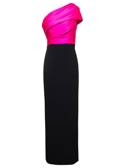 Shop Solace London Black And Pink Selia Monoshoulder Maxidress In Polyester Woman In Multicolor