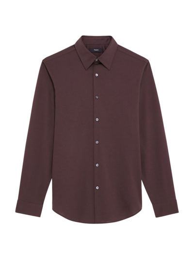 Shop Theory Men's Sylvain Structure Knit Shirt In Malbec