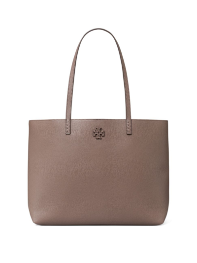 Shop Tory Burch Women's Mcgraw Leather Tote Bag In Silver Maple