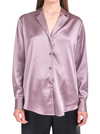 Shop Endless Rose Women's Classic Satin Over Shirt In Taupe