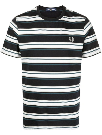 Shop Fred Perry Fp Stripe T-shirt Clothing In 608 Navy
