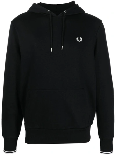 Shop Fred Perry Fp Tipped Hooded Sweatshirt Clothing In Black