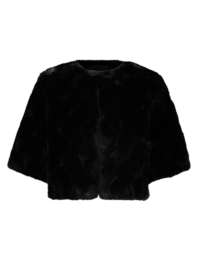 Shop Bcbgmaxazria Women's Faux Fur Quilted Plush Shrug In Black