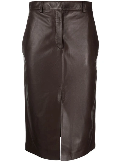 Shop Lanvin Knee-length Midi Skirt In Brown