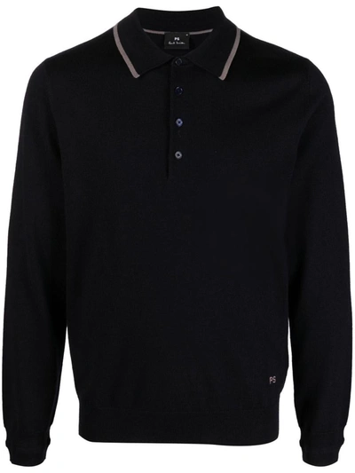 Shop Ps By Paul Smith Ps Paul Smith Mens Sweater Long Sleeves Polo Clothing In Blue