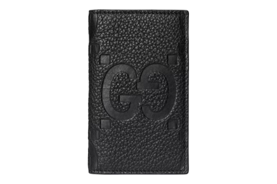 Pre-owned Gucci Jumbo Gg Card Case Black