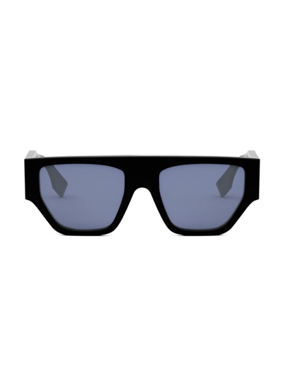 Shop Fendi Women's O'lock Acetate Geometric Sunglasses In Black Blue