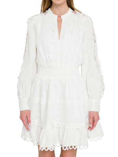 Shop Endless Rose Women's Lace Trim Mini Dress In White