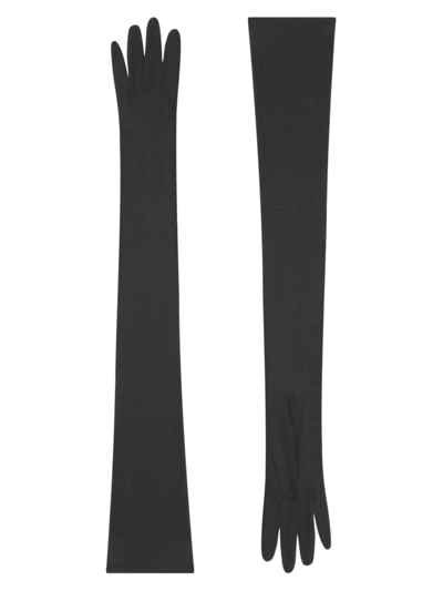 Shop Saint Laurent Women's Long Gloves In Black