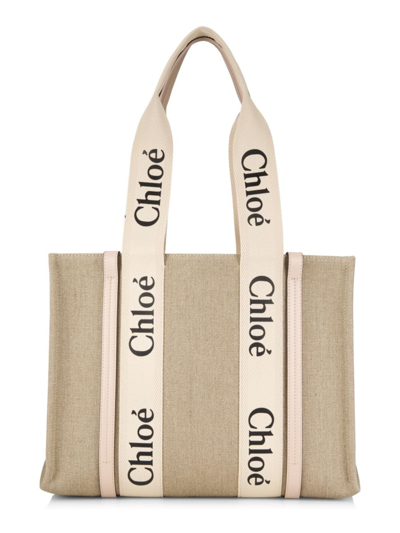 Shop Chloé Women's Medium Woody Tote Bag In Cement Pink