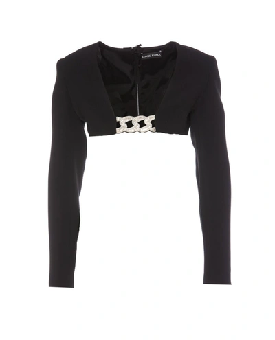 David Koma Top '3d Crystal Chain And Square Neck' In Black