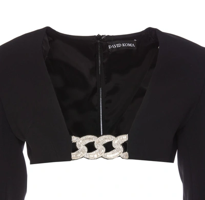 David Koma Top '3d Crystal Chain And Square Neck' In Black