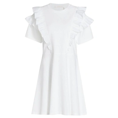 Shop See By Chloé Women's Ruffle T-shirt Dress In White