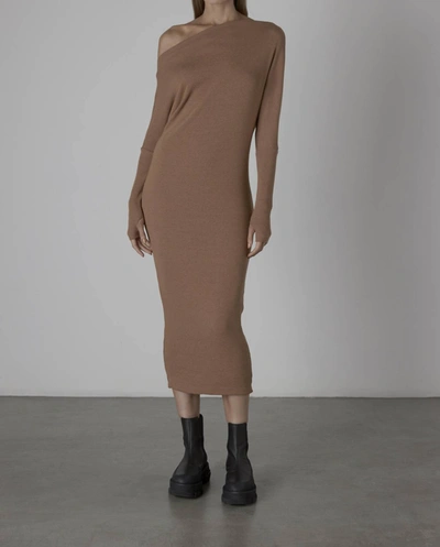 Shop Enza Costa Sweater Knit Slouch Dress In Amber In Brown