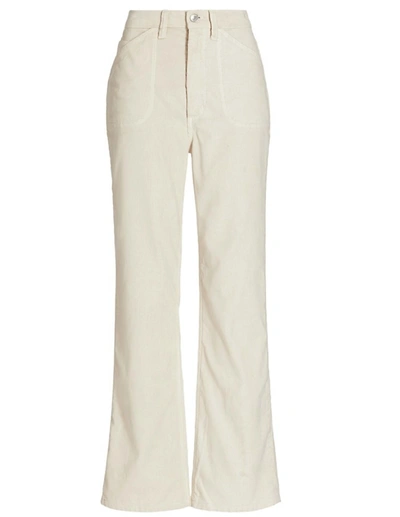 Shop Re/done Women 70s Pocket Loose Flare Pants Corduroy In Off White