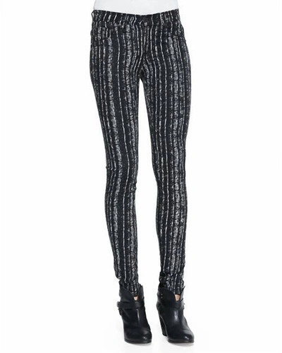 Rag & Bone Women Barcode Printed Mid Rise Skinny Jeans Leggings In Black/white In Multi