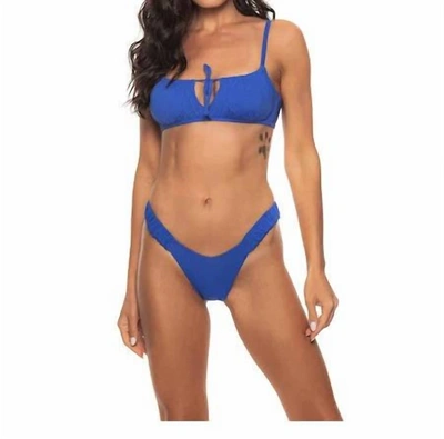 Guria Beachwear Draped Side High Leg Bikini Bottom In Indigo In Multi