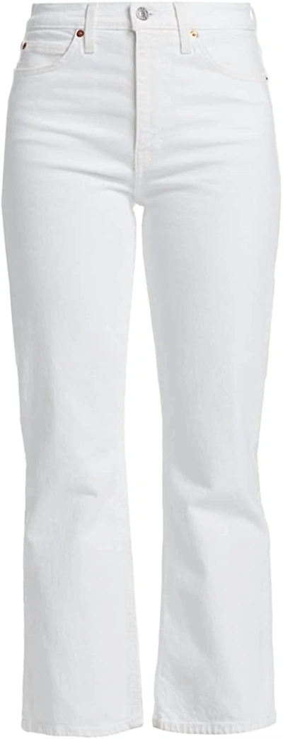 Shop Re/done Women Crop Boot Cut 70's Denim High Rise Jeans In White