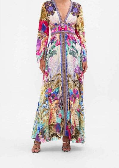 Shop Camilla Kimono Sleeve Dress With Shirring Detail In Merry Go Round In Multi