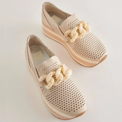 Shop Dolce Vita Jhenee Perforated Sneakers In Sand Nubuck In Multi