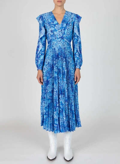 Derek Lam 10 Crosby Chrishelle Printed V-neck Ruffle Midi Dress In Multi