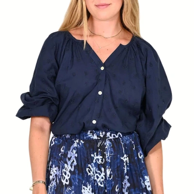 Shop Kerri Rosenthal Charlie Blouse In Indigo In Multi