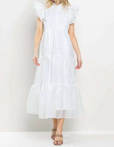 Shop Tcec Cara Collared Midi Dress In White
