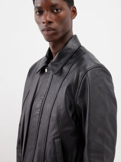 Sunflower 90s Leather Bomber Jacket In Black ModeSens