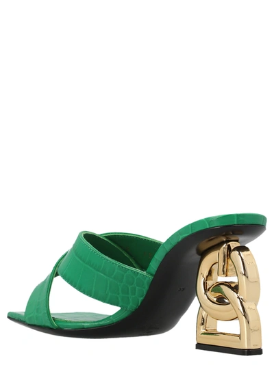 Shop Dolce & Gabbana Logo Mules Sandals Green
