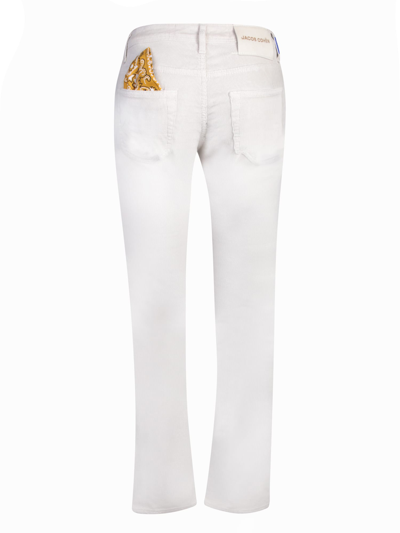 Shop Jacob Cohen Scott Cream Trousers In White