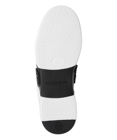 Shop Philipp Plein Mix Leather Sneakers In White