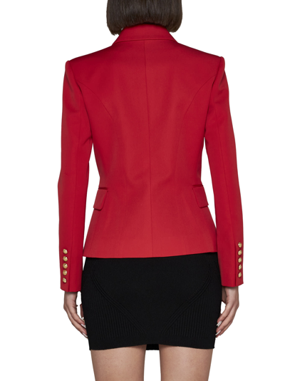 Balmain Double-breasted Wool Blazer In Pink
