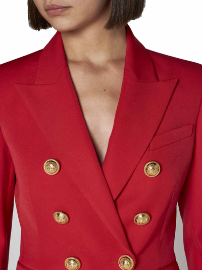 Balmain Double-breasted Wool Blazer In Pink