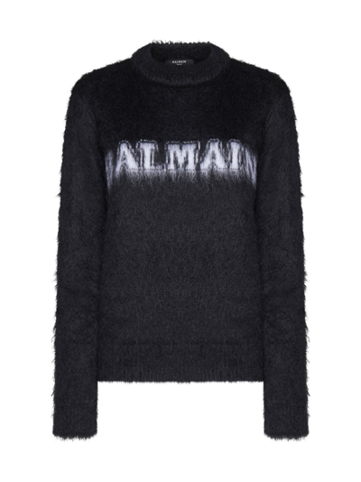 Shop Balmain Sweater In Noir Blanc