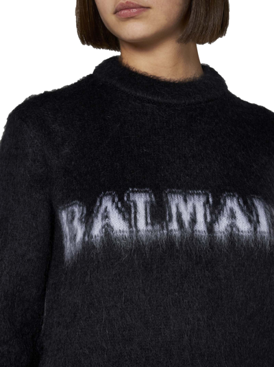 Shop Balmain Sweater In Noir Blanc