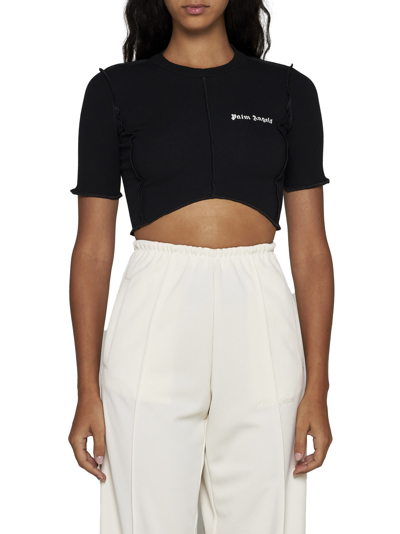 Shop Palm Angels Top In Black Off White