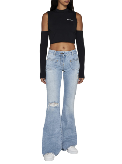 Shop Palm Angels Jeans In Light Blue Brown
