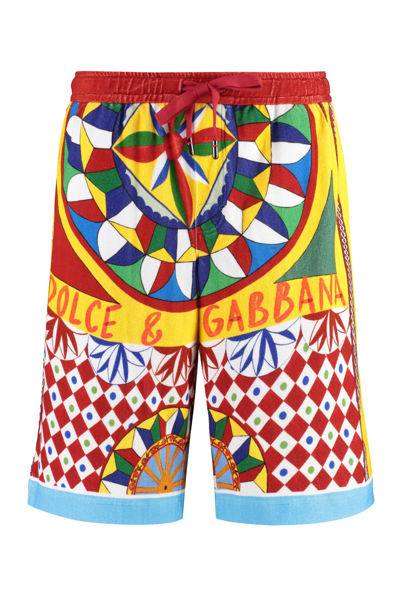Shop Dolce & Gabbana Printed Cotton Shorts In Multicolor
