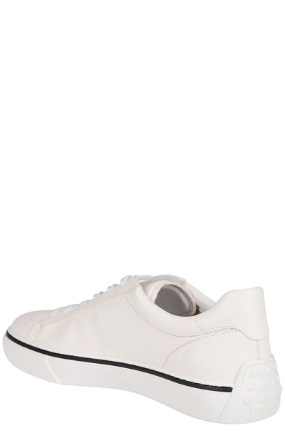 Shop Tod's Contrasting Stripe Low-top Sneakers In Luce