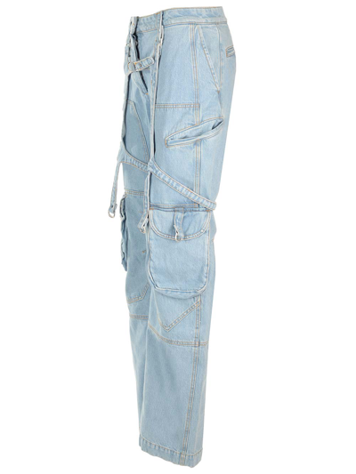 Shop Off-white Bleached Cargo Jeans In Light Blue